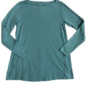 NEW J. Jill Boat-Neck Pima Tunic Long Sleeves Turquoise Small